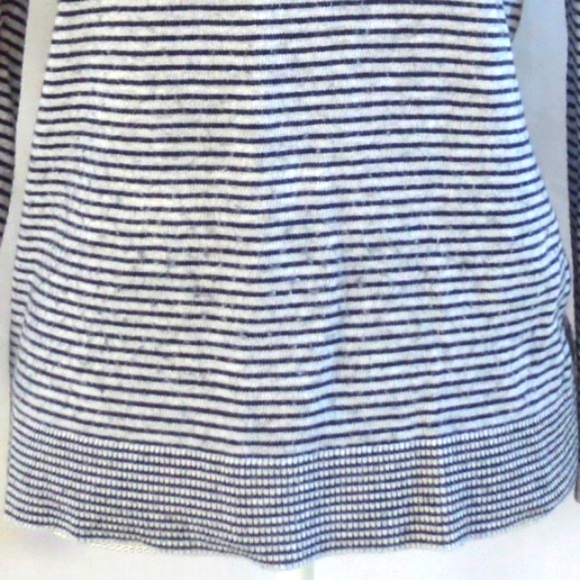 Loft Petites Gray Striped Lightweight Cozy Wool Knit Tie Cuff Sweater Size MP - Picture 7 of 11
